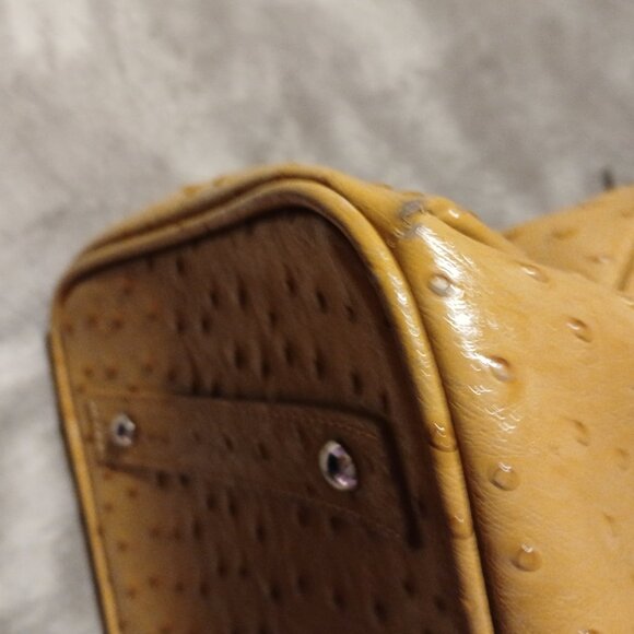 Stauer Women's Faux Ostrich Embossed Top Handle Purse Tan - Picture 12 of 15